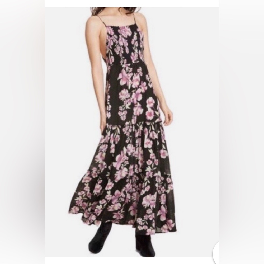 🌸FREE PEOPLE Floral Print Black Maxi Dress🌸🌺